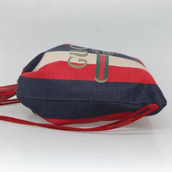 GUCCI Web Sherry Line Backpack Canvas Red Blue 473872 Auth 125637 - Picture 4 of 16